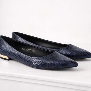 Aldo Navy Snakeskin Pattern Flats